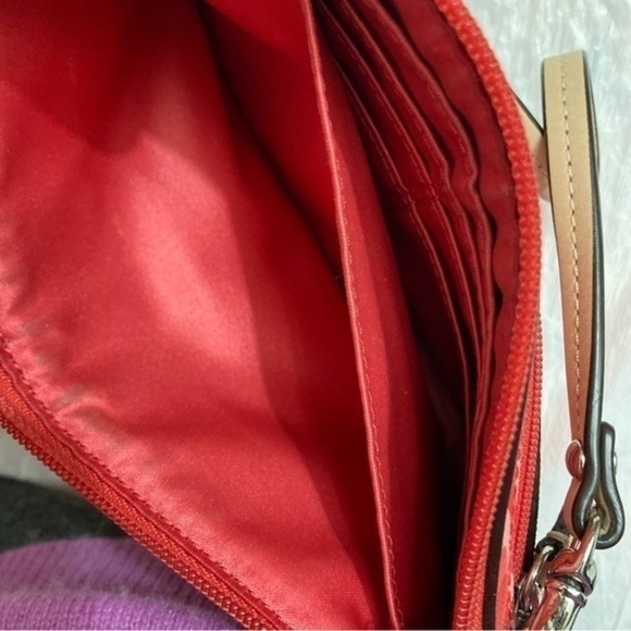 Coach Peyton red wristlet clutch bag